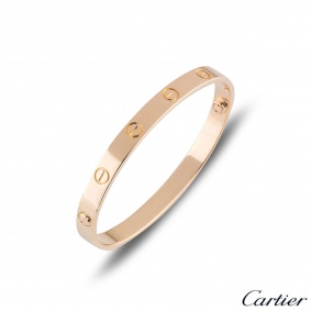 Cartier Rose Gold Plain Love Bracelet Size 17 B6035617